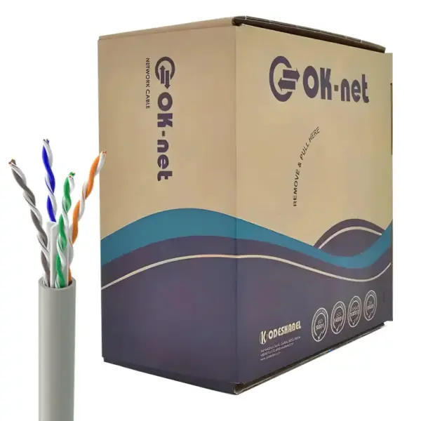 Кабель мережевий OK-Net UTP 305м cat.6 (U/UTP-cat.6) (КПВ-ВП (250) 4*2*0,54)