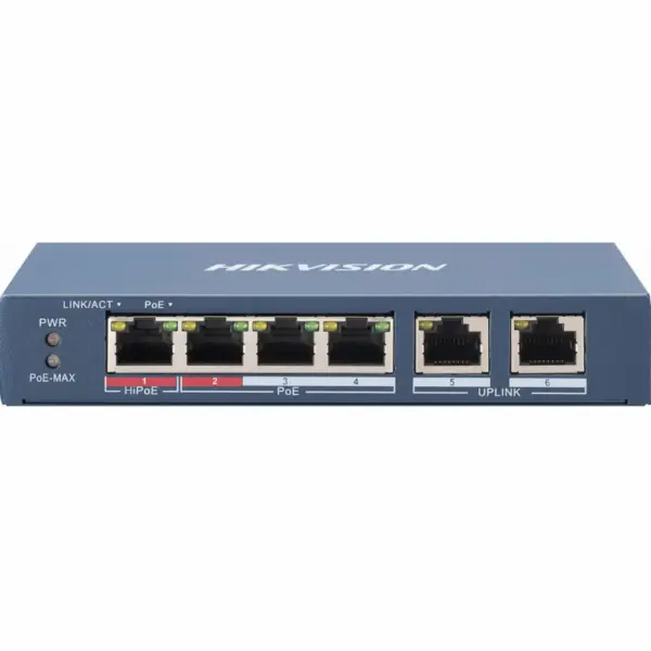 Комутатор мережевий Hikvision DS-3E0106HP-E Комутатор мережевий Hikvision DS-3E0106HP-E