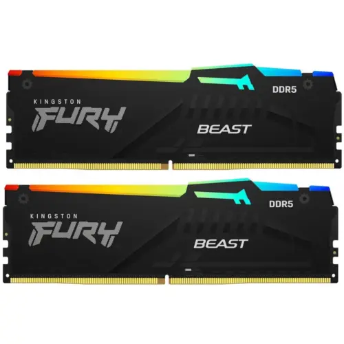 Модуль пам'яті для комп'ютера DDR5 32GB (2x16GB) 5600 MHz FURY Beast RGB Kingston Fury (ex.HyperX) (KF556C40BBAK2-32)