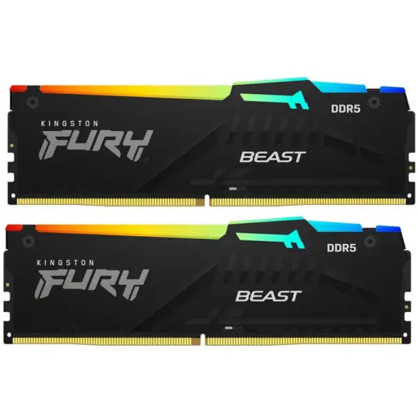 Модуль пам'яті для комп'ютера DDR5 32GB (2x16GB) 5600 MHz FURY Beast RGB Kingston Fury (ex.HyperX) (KF556C40BBAK2-32)