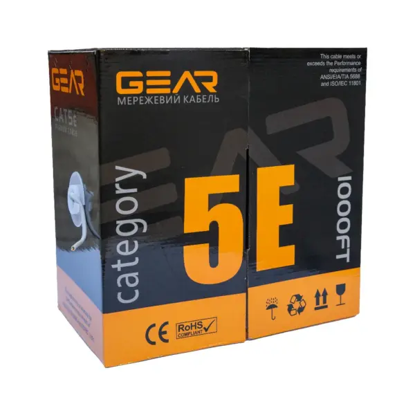 Кабель мережевий GEAR FTP 305м, cat.5e, CCA(25%), 4*2*0,51, PVC, indoor, blue (GEC-FTPCCA25051305)