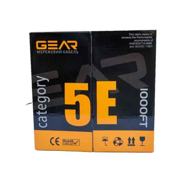 Кабель мережевий UTP 305м, cat.5e, CCA, 4*2*0,50, PVC, indoor, grey GEAR (GEC-UTPCCA050305)