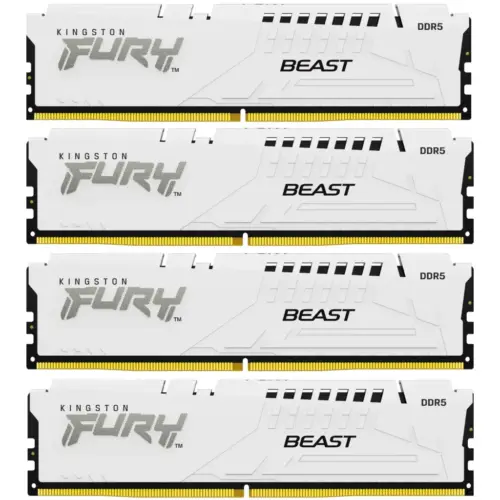 Модуль пам'яті для комп'ютера DDR5 128GB (4x32GB) 5600 MHz FURY Beast White Kingston Fury (ex.HyperX) (KF556C40BWK4-128)