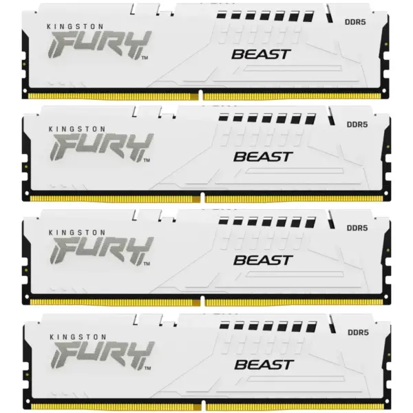 Модуль пам'яті для комп'ютера DDR5 128GB (4x32GB) 5600 MHz FURY Beast White Kingston Fury (ex.HyperX) (KF556C40BWK4-128)