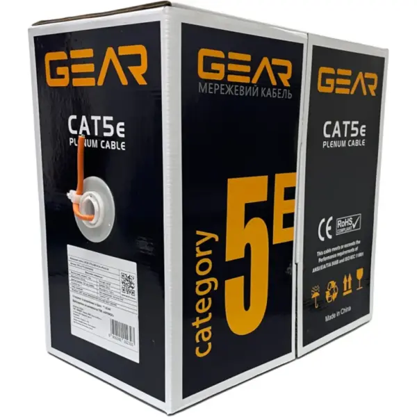 Кабель мережевий GEAR UTP 305м, cat.5e, CCA, 4*2*0,50, LSZH, indoor (GEC-UTPLCCA050305) Кабель мережевий GEAR UTP 305м, cat.5e, CCA, 4*2*0,50, LSZH, indoor (GEC-UTPLCCA050305)
