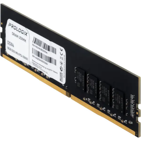 Модуль пам'яті для комп'ютера DDR4 16GB 3200 MHz Prologix (PRO16GB3200D4) Модуль пам'яті для комп'ютера DDR4 16GB 3200 MHz Prologix (PRO16GB3200D4)