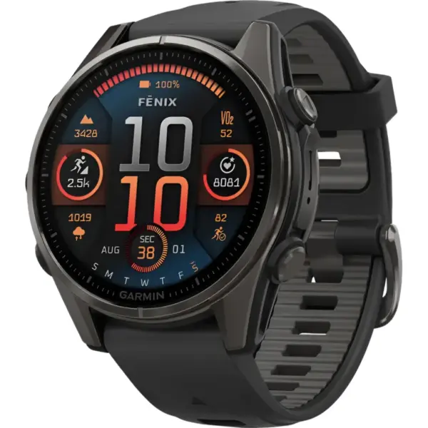 Смарт-годинник Garmin fenix 8 43mm, AMOLED, Saph, CrbnGry Ti/Blk, Blk/PebblGryBnd, (010-02903-21)