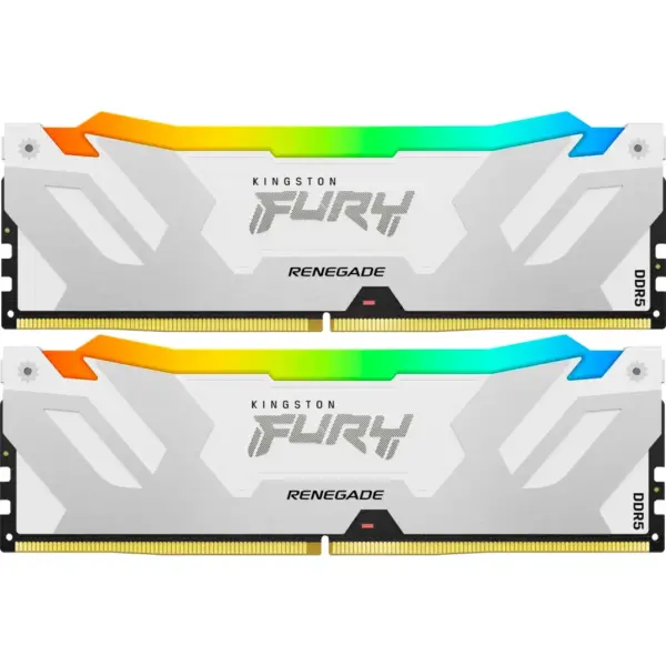 Модуль пам'яті для комп'ютера DDR5 48GB (2x24GB) 8000 MHz Renegade RGB White/Silver Kingston Fury (ex.HyperX) (KF580C38RWAK2-48)