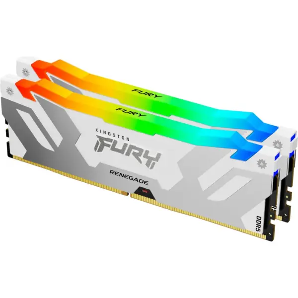 Модуль пам'яті для комп'ютера DDR5 48GB (2x24GB) 8000 MHz Renegade RGB White/Silver Kingston Fury (ex.HyperX) (KF580C38RWAK2-48)