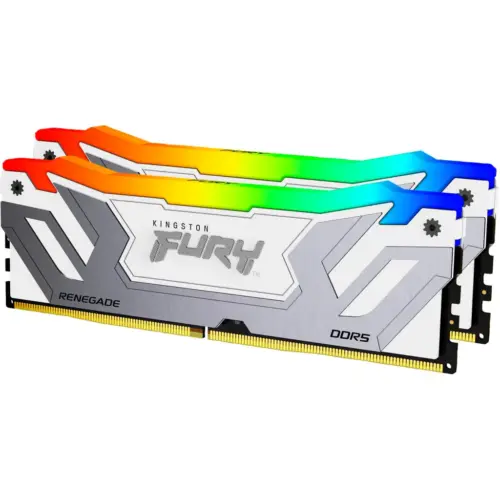Модуль пам'яті для комп'ютера DDR5 48GB (2x24GB) 8800 MHz Renegade RGB White/Silver Kingston Fury (ex.HyperX) (KF588CU42RWAK2-48)