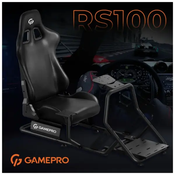 Крісло ігрове GamePro RS100 із кріпленням для керма, педалей та коробки передач Black (RS100)