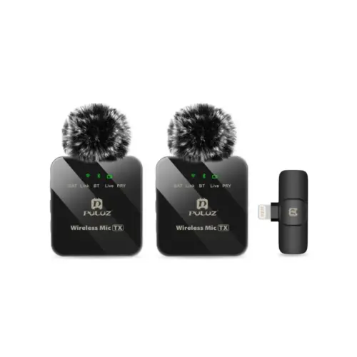 Мікрофон Puluz для iPhone/iPad 8-контактний приймач і два мікрофони Black (PU647B)
