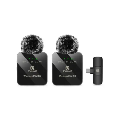 Мікрофон Puluz для телефону приймач Type-C і два мікрофони Black (PU648B)