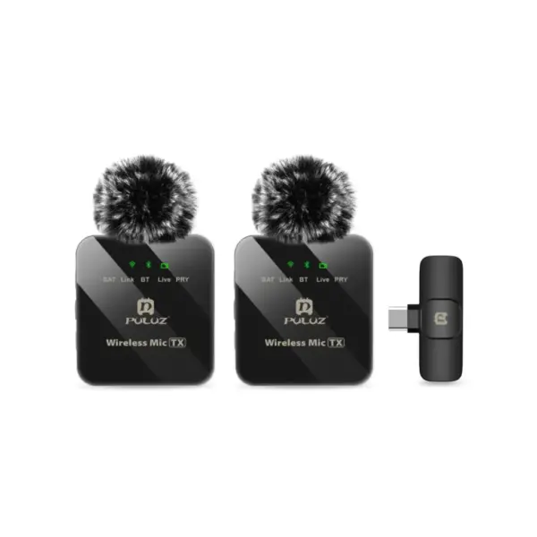 Мікрофон Puluz для телефону приймач Type-C і два мікрофони Black (PU648B)