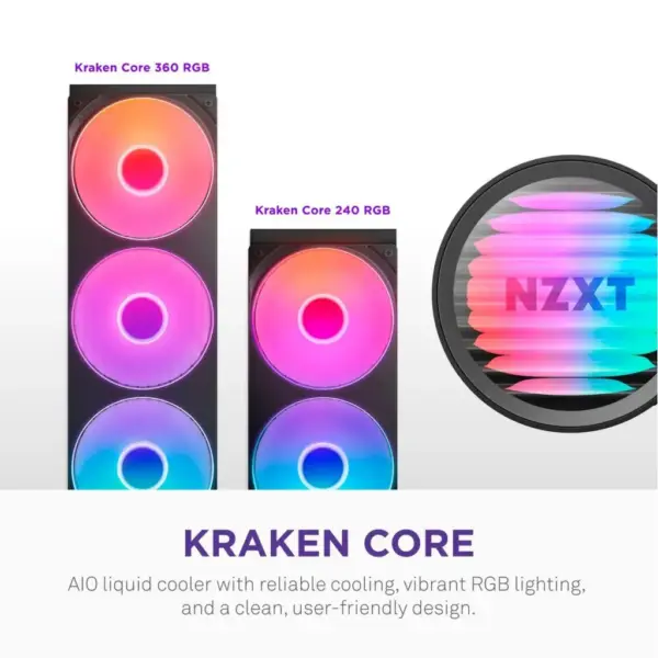 Система рідинного охолодження NZXT Kraken Core 360 Black with RGB fans Single Fra (RL-KR36C-B1)