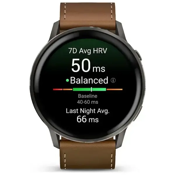Смарт-годинник Garmin Venu 4 (45mm), Black w/ Slate + Leather, GPS смарт-годинник (010-03014-03)