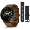 Смарт-годинник Garmin Venu 4 (45mm), Black w/ Slate + Leather, GPS смарт-годинник (010-03014-03)