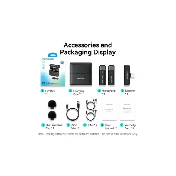 Мікрофон Vention USB-C 2-Pack Wireless Lavalier with Charging Case (NCAB0)