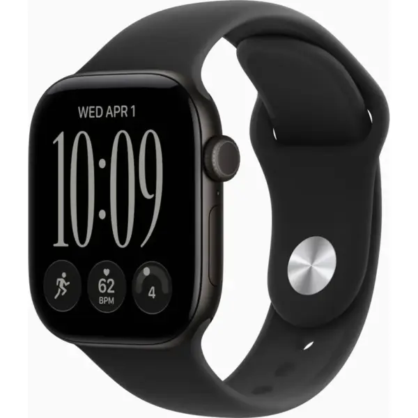 Смарт-годинник Apple Watch Series 12 GPS 46mm Black Aluminium Case with Black Sport Band - M/L (MJEL4RK/A)