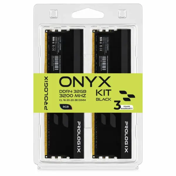 Модуль пам'яті для комп'ютера DDR4 32GB (2x16GB) 3200 MHz Onyx Black RGB Prologix (PRO32GB3200YBR4K)