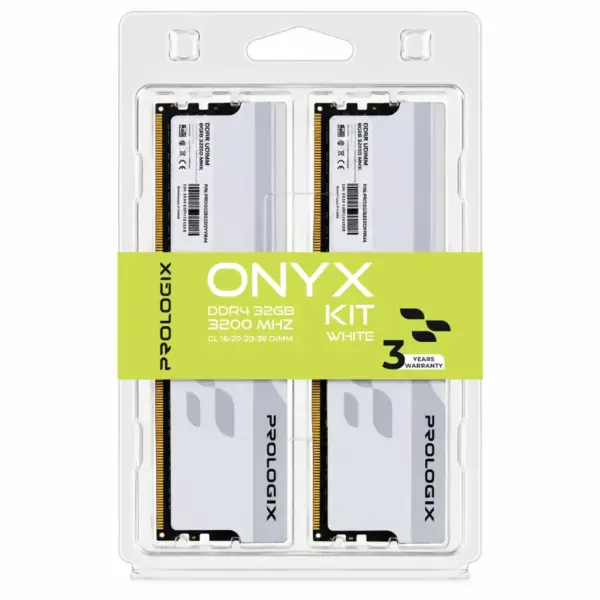 Модуль пам'яті для комп'ютера DDR4 32GB (2x16GB) 3200 MHz Onyx White Prologix (PRO32GB3200YW4K)