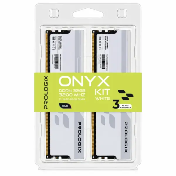 Модуль пам'яті для комп'ютера DDR4 32GB (2x16GB) 3200 MHz Onyx White RGB Prologix (PRO32GB3200YWR4K)