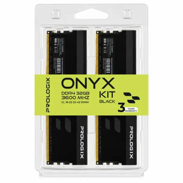 Модуль пам'яті для комп'ютера DDR4 32GB (2x16GB) 3600 MHz Onyx Black Prologix (PRO32GB3600YB4K)