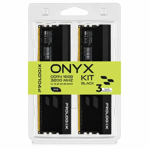Модуль пам'яті для комп'ютера DDR4 16GB (2x8GB) 3200 MHz Onyx Black RGB Prologix (PRO16GB3200YBR4K)