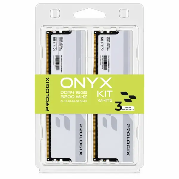 Модуль пам'яті для комп'ютера DDR4 16GB (2x8GB) 3200 MHz Onyx White Prologix (PRO16GB3200YW4K)