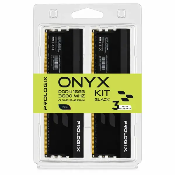 Модуль пам'яті для комп'ютера DDR4 16GB (2x8GB) 3600 MHz Onyx Black RGB Prologix (PRO16GB3600YBR4K)