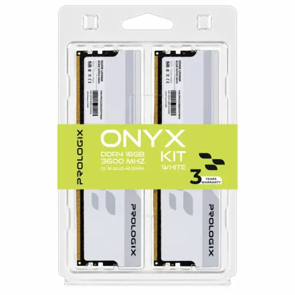 Модуль пам'яті для комп'ютера DDR4 16GB (2x8GB) 3600 MHz Onyx White Prologix (PRO16GB3600YW4K)