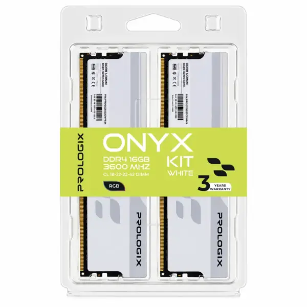 Модуль пам'яті для комп'ютера DDR4 16GB (2x8GB) 3600 MHz Onyx White RGB Prologix (PRO16GB3600YWR4K)