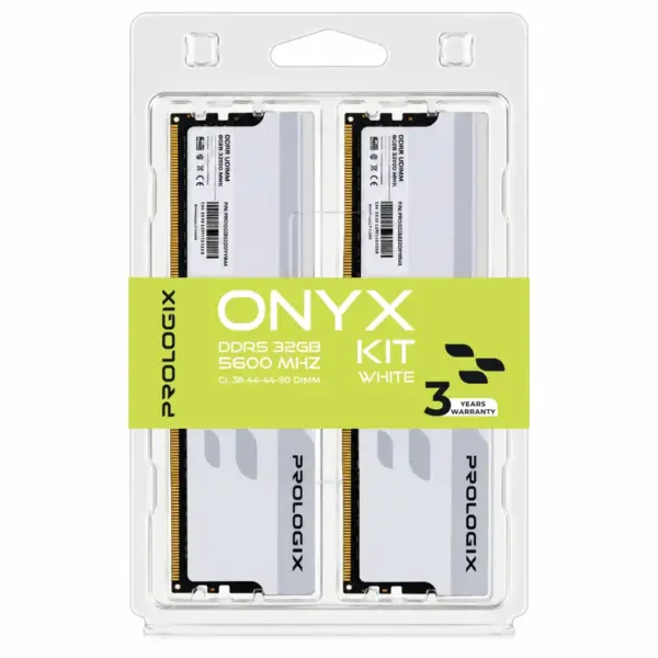 Модуль пам'яті для комп'ютера DDR5 32GB (2x16GB) 5600 MHz Onyx White Prologix (PRO32GB5600YW5K)