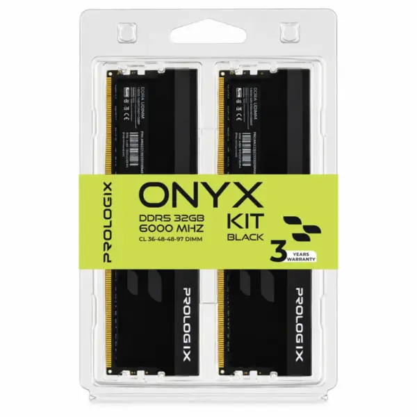 Модуль пам'яті для комп'ютера DDR5 32GB (2x16GB) 6000 MHz Onyx Black Prologix (PRO32GB6000YB5K)