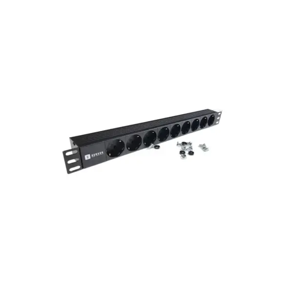 Силовий блок Eserver 19" 9 розеток, без выкл., без кабеля, алюм. корпус, 16А (WT-2261A-GER-9WAY-WO)