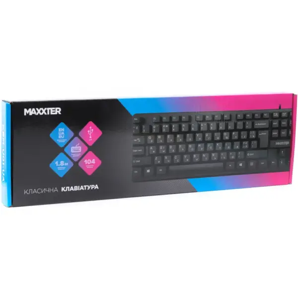 Клавіатура Maxxter KBM-U01-UA USB Black (KBM-U01-UA) Клавіатура Maxxter KBM-U01-UA USB Black (KBM-U01-UA)