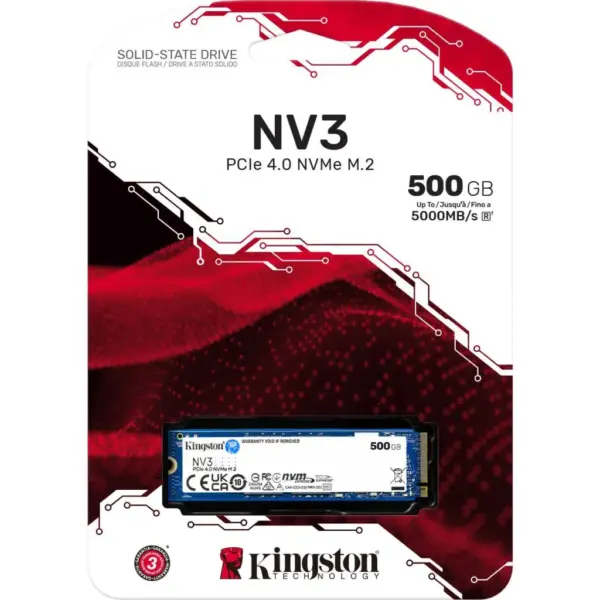 Накопичувач SSD M.2 2280 500GB Kingston (SNV3S/500G) Накопичувач SSD M.2 2280 500GB Kingston (SNV3S/500G)