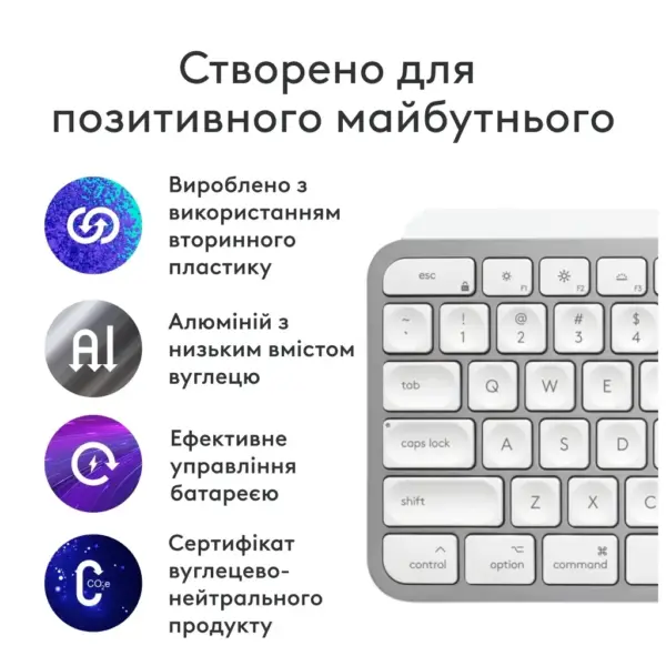 Клавіатура Logitech MX Keys S для MAC Bluetooth/Wireless UA Pale Grey (920-011638) Клавіатура Logitech MX Keys S для MAC Bluetooth/Wireless UA Pale Grey (920-011638)