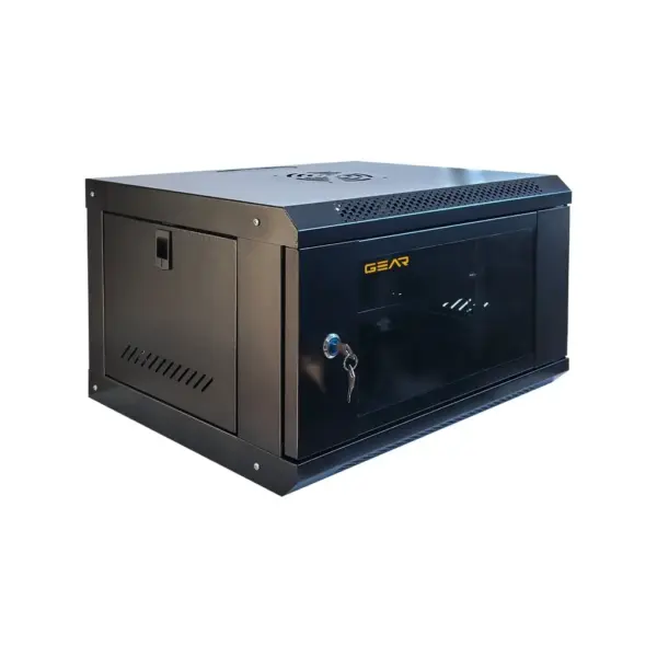 Шафа настінна GEAR 6U 19'' 600x600x350 мм, + полка 19", black (GWMSN-6U-600-600)