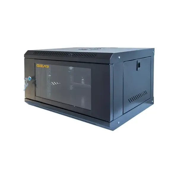Шафа настінна GEAR 6U 19'' 600x600x350 мм, + полка 19", black (GWMSN-6U-600-600)