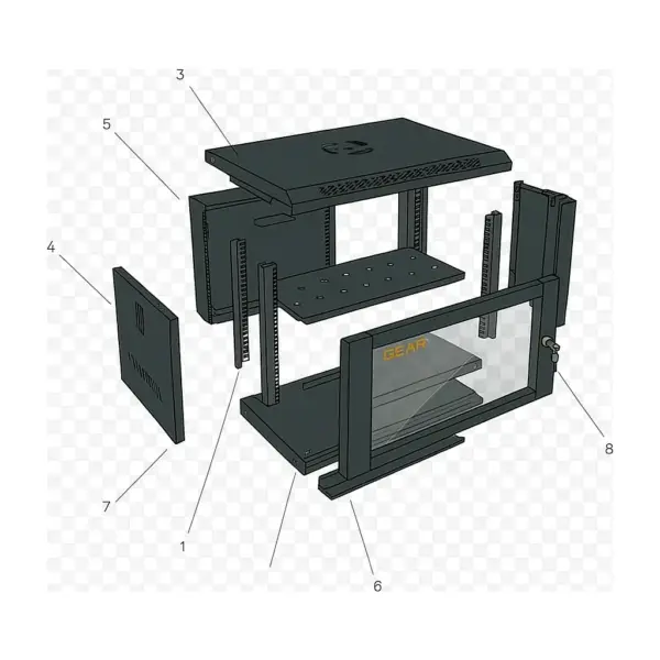 Шафа настінна GEAR 4U 19" 600x450x280 мм, + полка 19", black (GWMSN-4U-600-450)