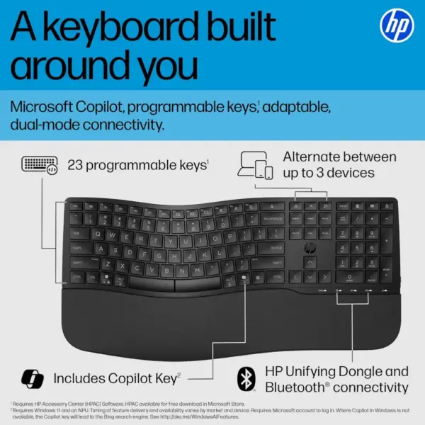Клавіатура HP 680 Comfort Dual-Mode UA Black (8T6L8AA) Клавіатура HP 680 Comfort Dual-Mode UA Black (8T6L8AA)
