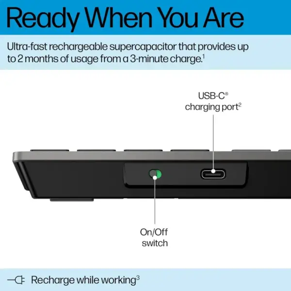 Клавіатура HP 720 Multi-Device Rechargeable Wireless/Bluetooth UA Black (9T5B1AA) Клавіатура HP 720 Multi-Device Rechargeable Wireless/Bluetooth UA Black (9T5B1AA)