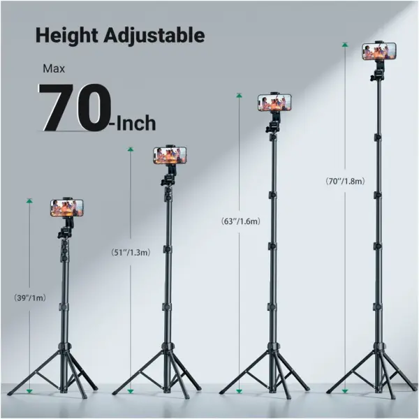 Штатив Ugreen LP680 Selfie Stick Tripod with Bluetooth Remote Black (15609)