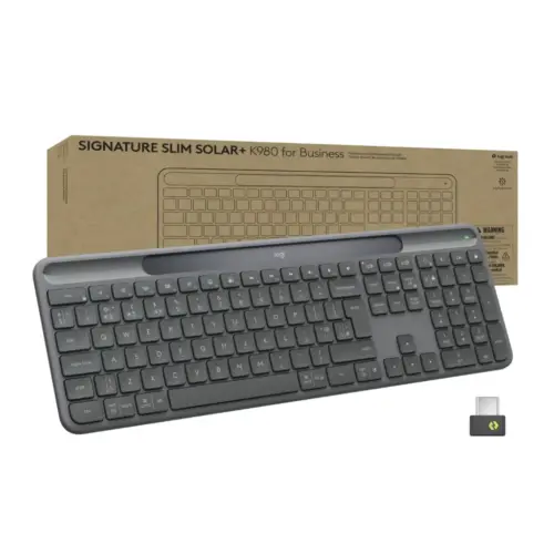 Клавіатура Logitech Slim Solar+ for Business Wireless/Bluetooth Graphite (920-013779) Клавіатура Logitech Slim Solar+ for Business Wireless/Bluetooth Graphite (920-013779)