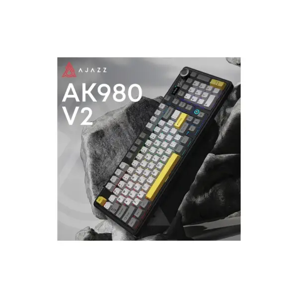 Клавіатура Ajazz AK980 V2 Maillard Switch Wireless/Bluetooth/USB UA Black/Grey/Yellow (AK980-V2-M-BGY) Клавіатура Ajazz AK980 V2 Maillard Switch Wireless/Bluetooth/USB UA Black/Grey/Yellow (AK980-V2-M-BGY)