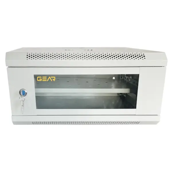 Шафа настінна GEAR 4U 19" 600x600x240 мм, + полка 19", grey (GWMSN-4U-600-600G)