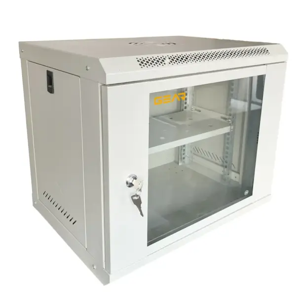 Шафа настінна GEAR 9U 19" 530x400x450 мм, + полка 19", grey (GWMSN-9U-530-400G)