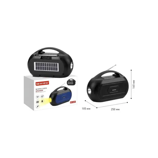 Акустична система NEWVEW NV-V50 Solar Panel/BT/USB/TF/FM/AUX Black (NWVW-NV-V50-BK)