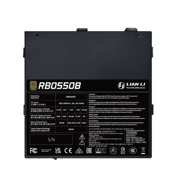 Блок живлення Lian Li 550W (G9P.RB0550B.B000.EU)